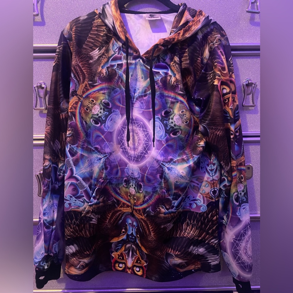 Pineal Paradise Exclusive XS unisex trippy hoodie.thumb holes.NEW. never worn.
